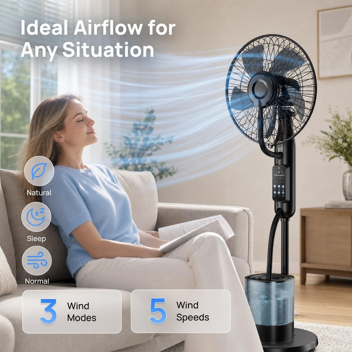 NovaMist Upgraded Misting Fan, Mister Cooling Fan with 4L Large Water Tank