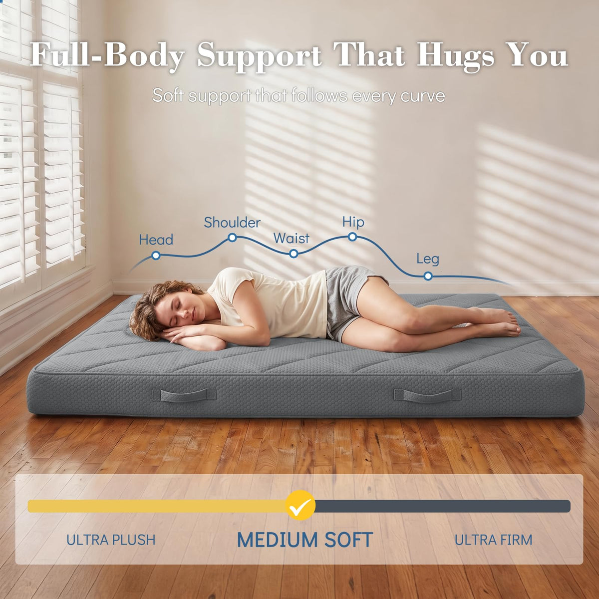 Flantree 6" Full Size Futon Mattress Replacement with Handles,71X52X6"