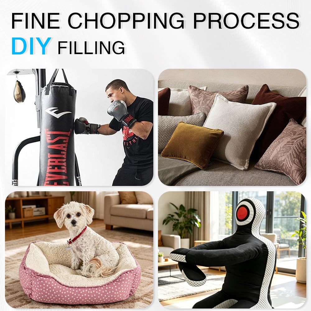 Hem Dgpy Bean Bag Filler 10lbs, Shredded Memory Foam Filling for Bean Bag Chair Refill, Stuffing for Pillow, Punching Bag, Dog Bed, Cushions, Couch (Blue & White)