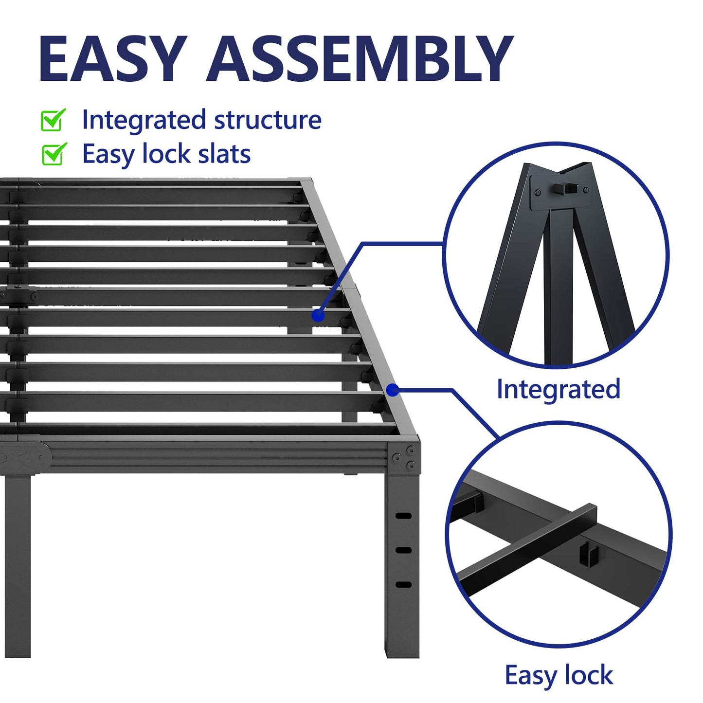 Furnitui 12 Inch High Platform California King Bed Frames, Metal Cal King Bed Frame No Box Spring Needed, Easy Assembly, Noise Free, Sturdy, Black