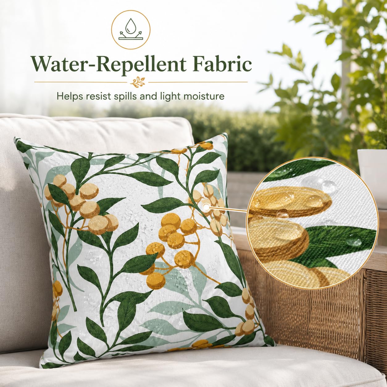 JMKaixin Outdoor Pillows, Pack of 2 Waterproof Decorative Throw Pillows with Inserts, 18”x18” Square Pillows for Bed, Couch, Sofa and Patio Furniture