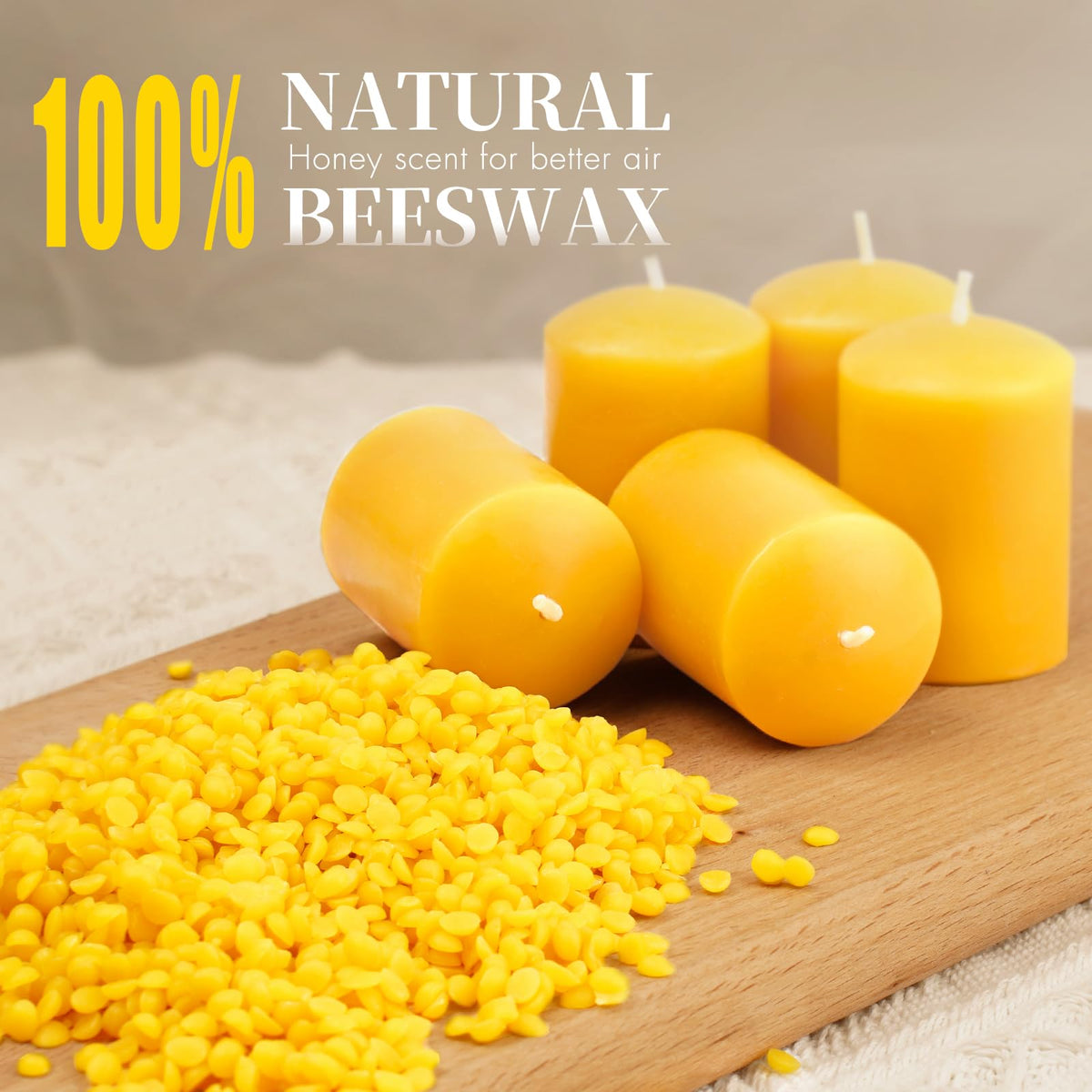 GINITIRI Beeswax Votive Candles Bulk, 8+ Hour Small Pillar Set