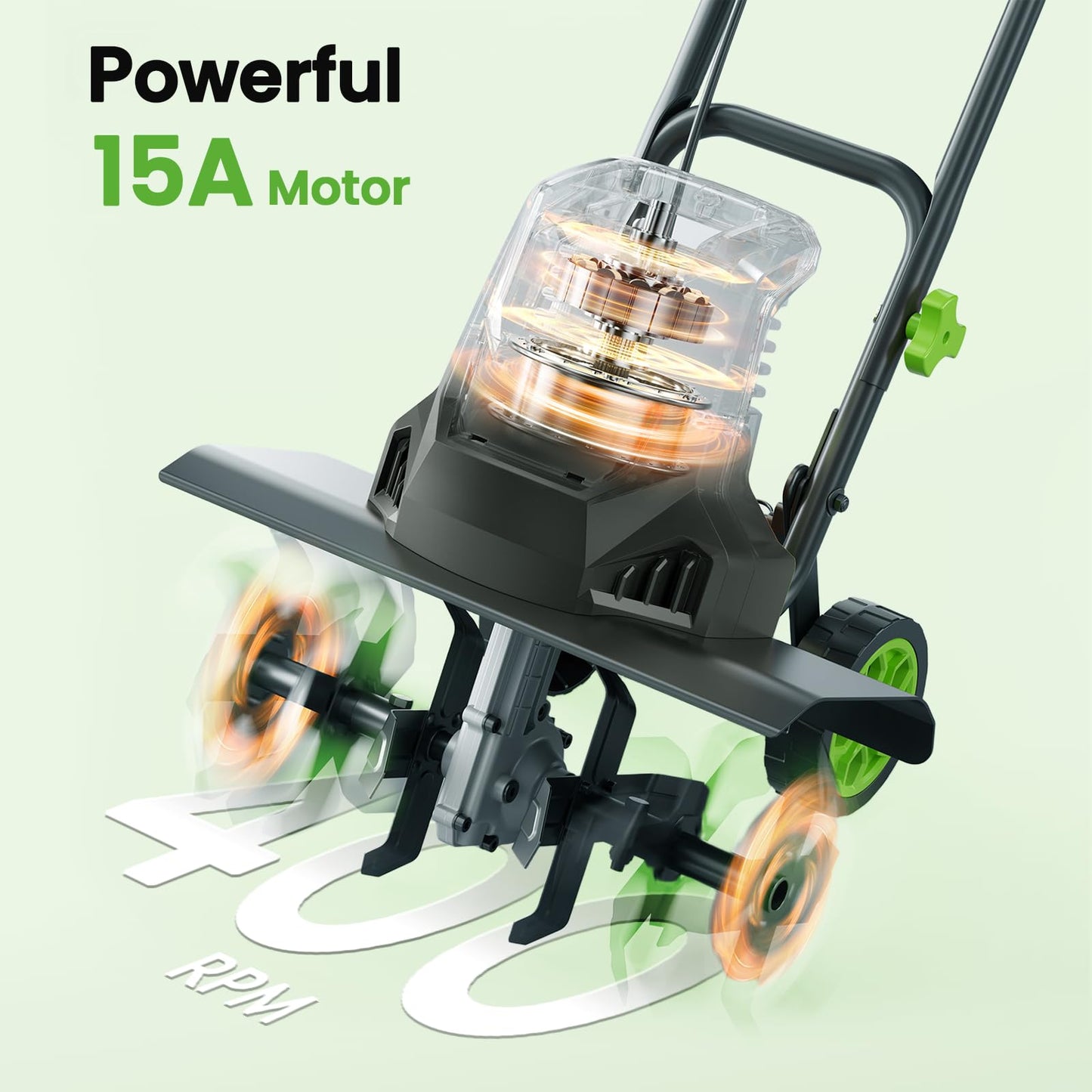 Electric Tiller for Gardening 15-Amp 1800W Rototiller, 18-Inch Width & 9-Inch Depth Garden Corded Cultivator with 24 Steel Tines & Safety Lock for Yard Lawn Soil Preparation