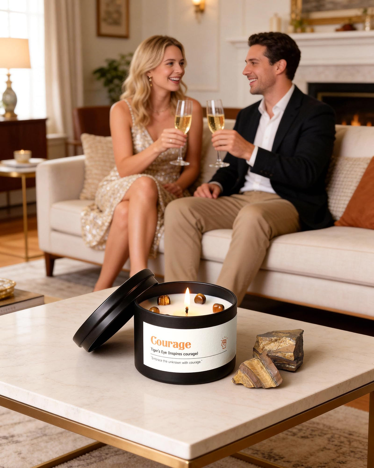 AOOVOO Crystal Empower Candles Set for Women - Soy Candle for Home Scented