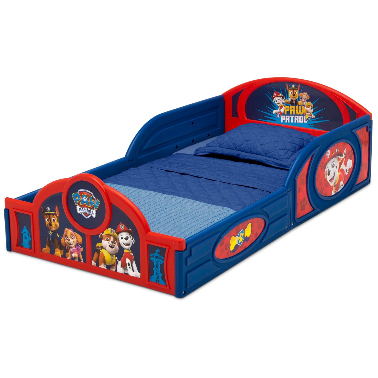 Delta Children - PAW Patrol 4-Piece Toddler Room-in-a-Box Set – Includes Sleep and Play Toddler Bed, Table, 1 Chair and Toy Box, Blue