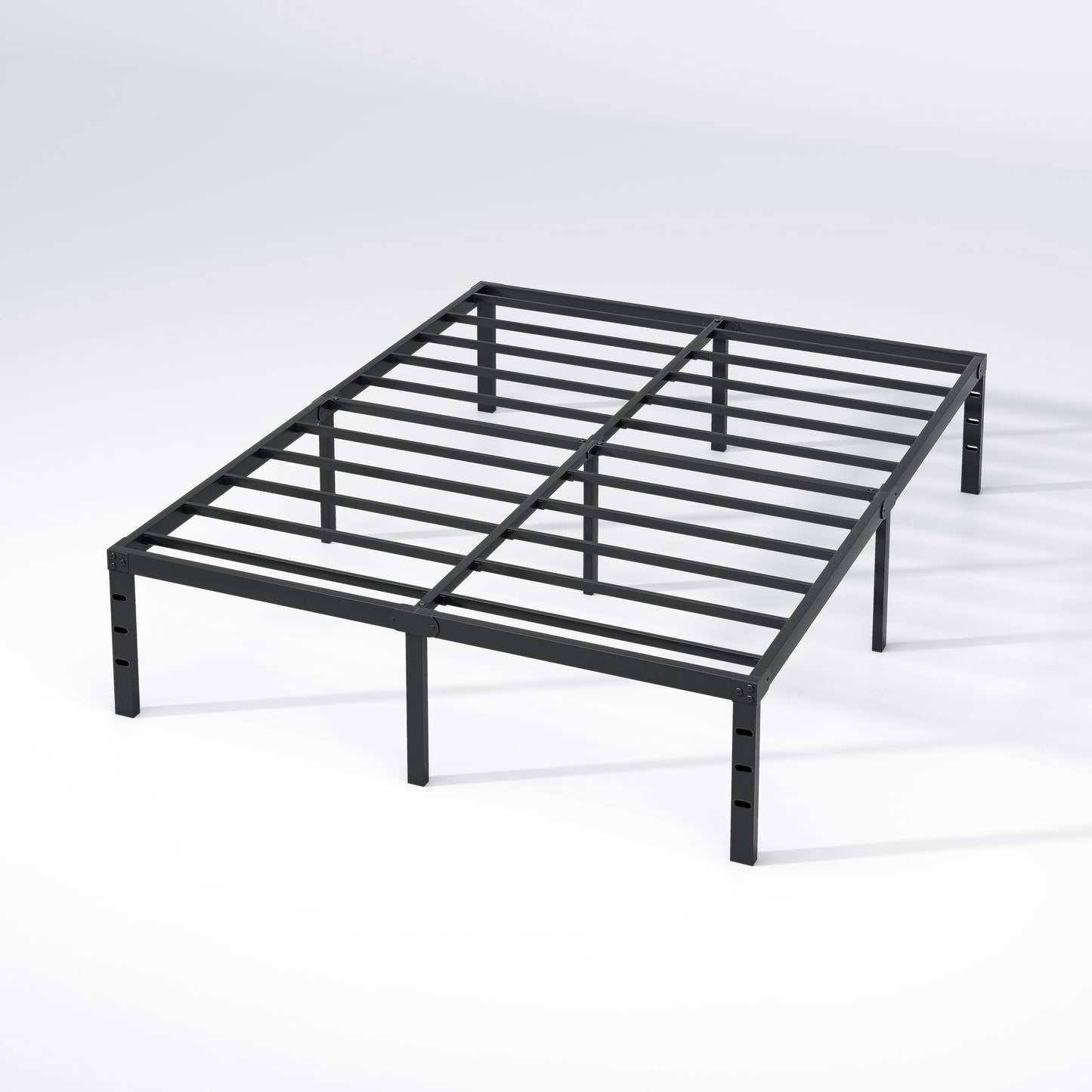 NEW JETO Metal Bed Frame,King Size Bed Frame with Storage Space,Heavy Duty Sturdy Mattress Foundation,Easy Assembly,No Box Spring Needed, Black,18 Inch,King