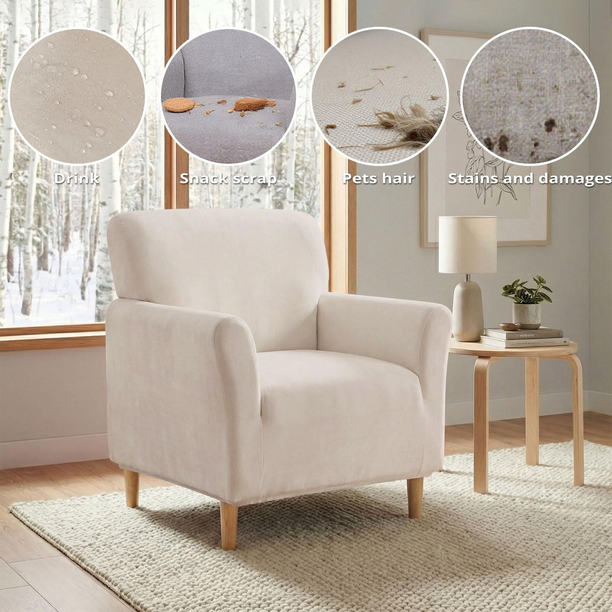 NICEEC Stretch Accent Chair Cover Armchair Water Repellent Arm Chair Covers
