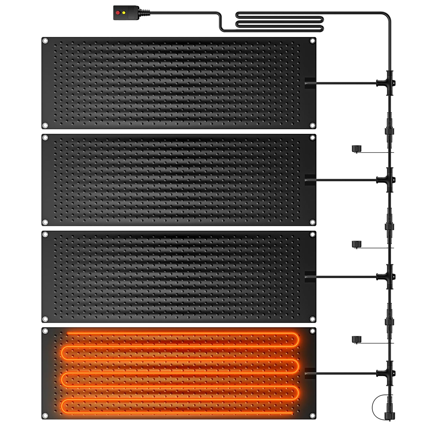 4 Pcs Heated Snow Melting Mats - 10 x 30 Inch Heated Outdoor Mats with 6.5 ft Power Cord, No-Slip Snow and Ice Melting Mat for Walkways, Electric Snow Melting Mats for Decks Sidewalks Driveway Stair
