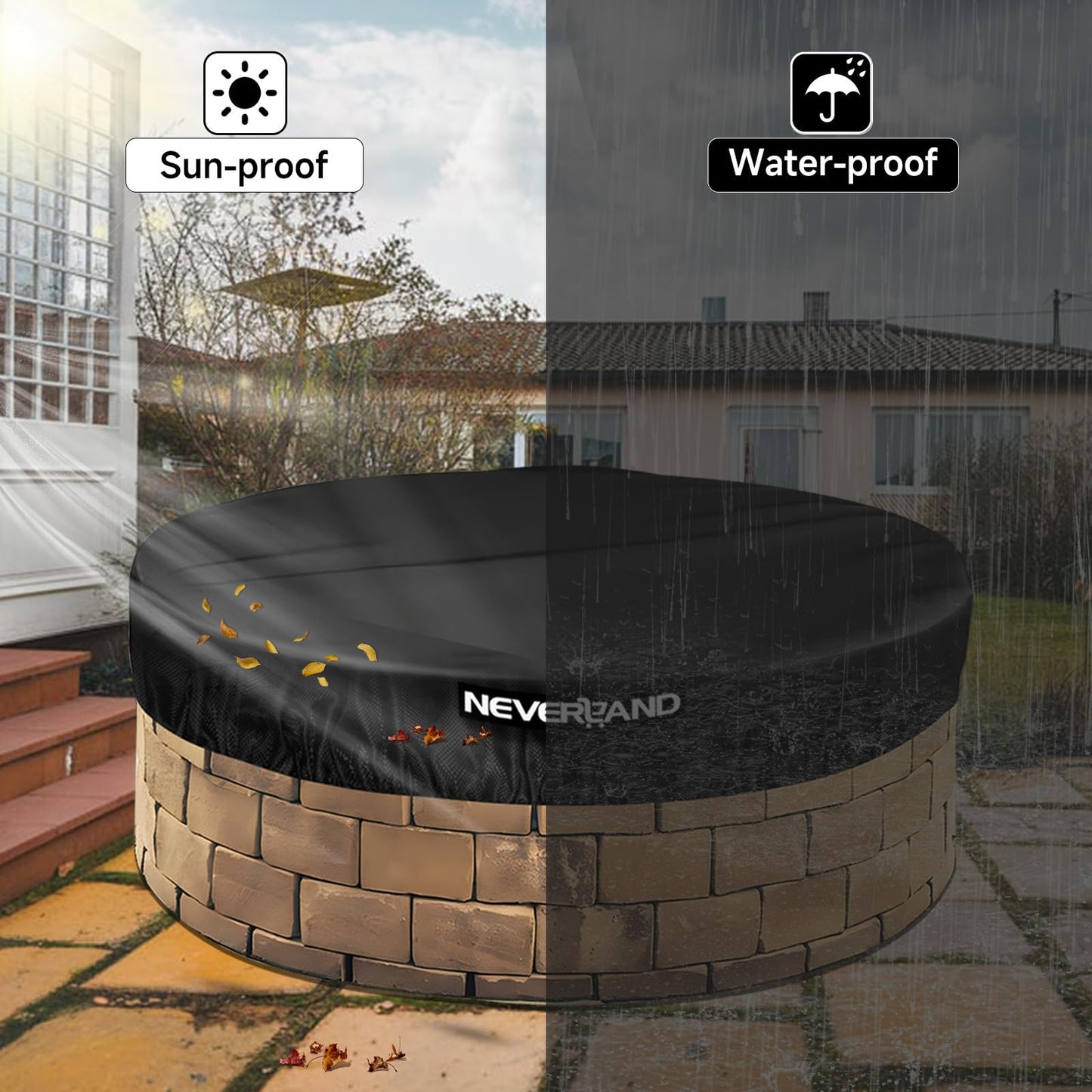 Fire Pit Cover Round, 52-57" Outdoor firepit cover for In-Ground Fire Pits