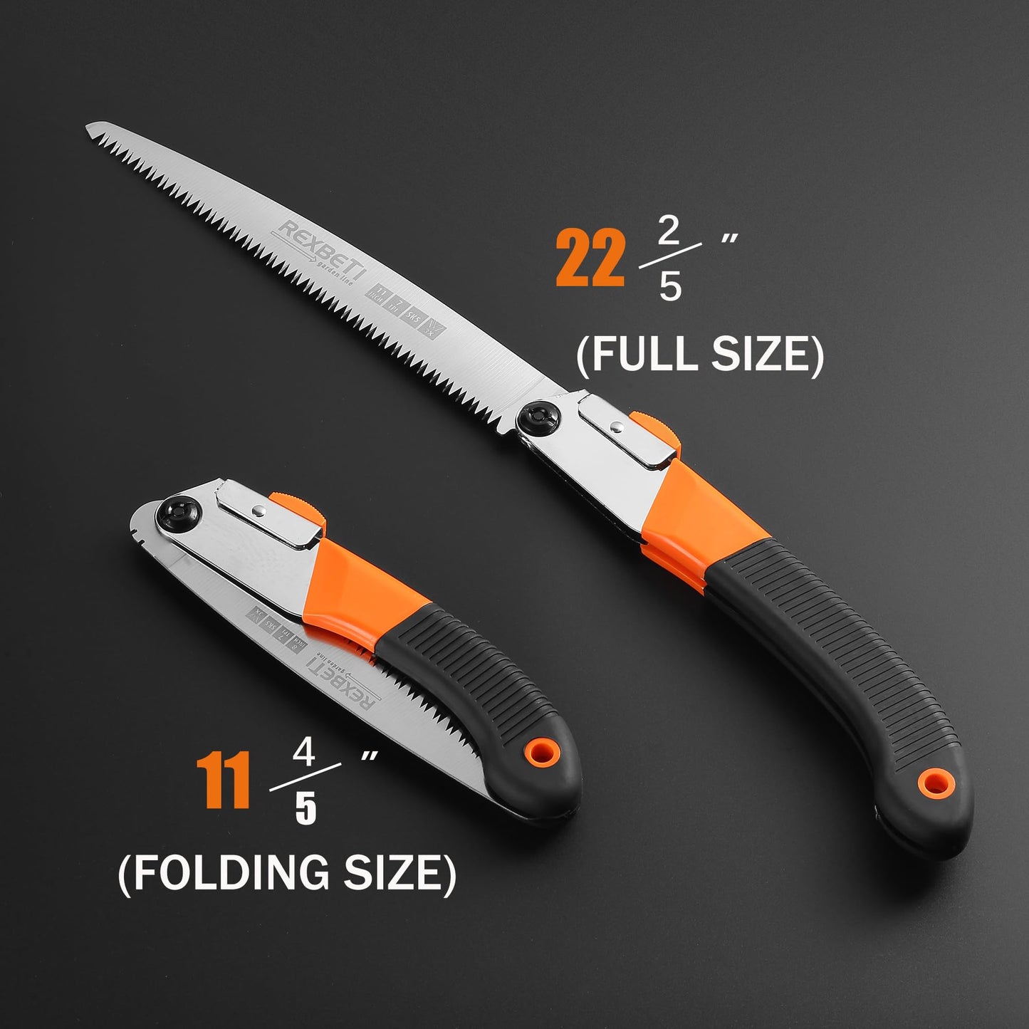 REXBETI Folding Saw, Heavy Duty 11 Inch Extra Long Blade Hand Saws for Wood Camping, Dry Wood Pruning Saws With Hard Teeth, Quality SK-5 Steel, Gifts for men