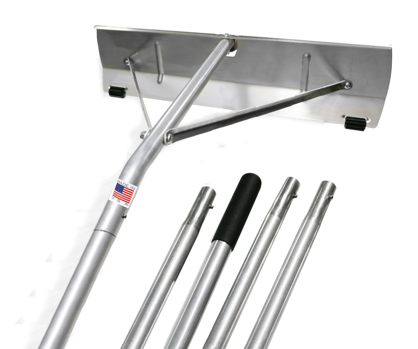 USA-Made Snow Roof Rake with Shingle Saver Rollers (20 Foot)
