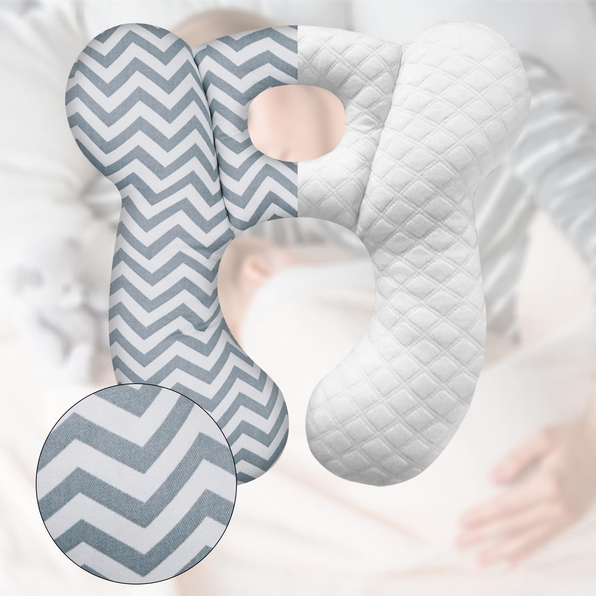 ZHOMA Baby Travel Pillow, Upgrade U-Shape Infant Pillow for Car Seat Pushchair and Stroller, Soft Comfortable Neck Support for Kids Newborn and Toddler - Wave Gray
