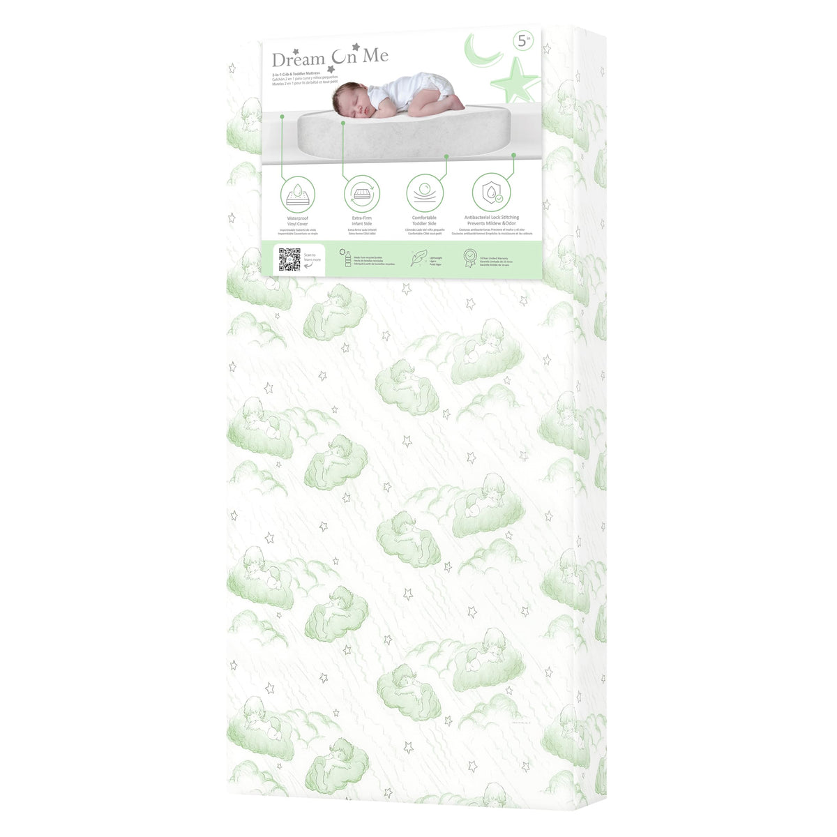 Dream On Me 2-in-1 Serene Snooze Baby Crib Mattress, GREENGUARD Gold