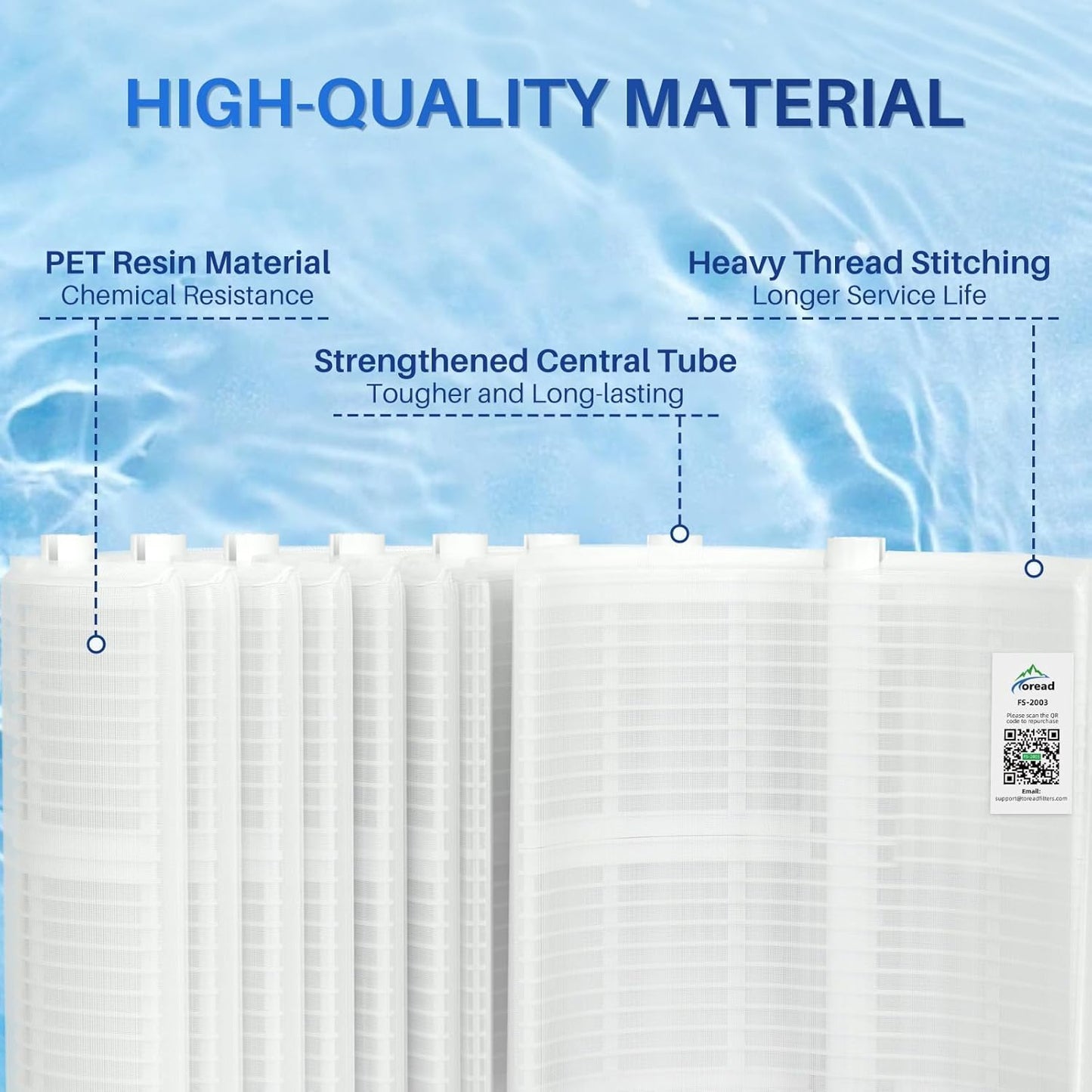 TOREAD FS-2003 DE Filter Grids 36 Sq Ft Vertical Swimming Pool Filter Replacement for Unicel PFS1836 Filbur FC-9530 Hayward DE3620 DEX3600DA Pentair Jandy Waterway 18 Inch Height