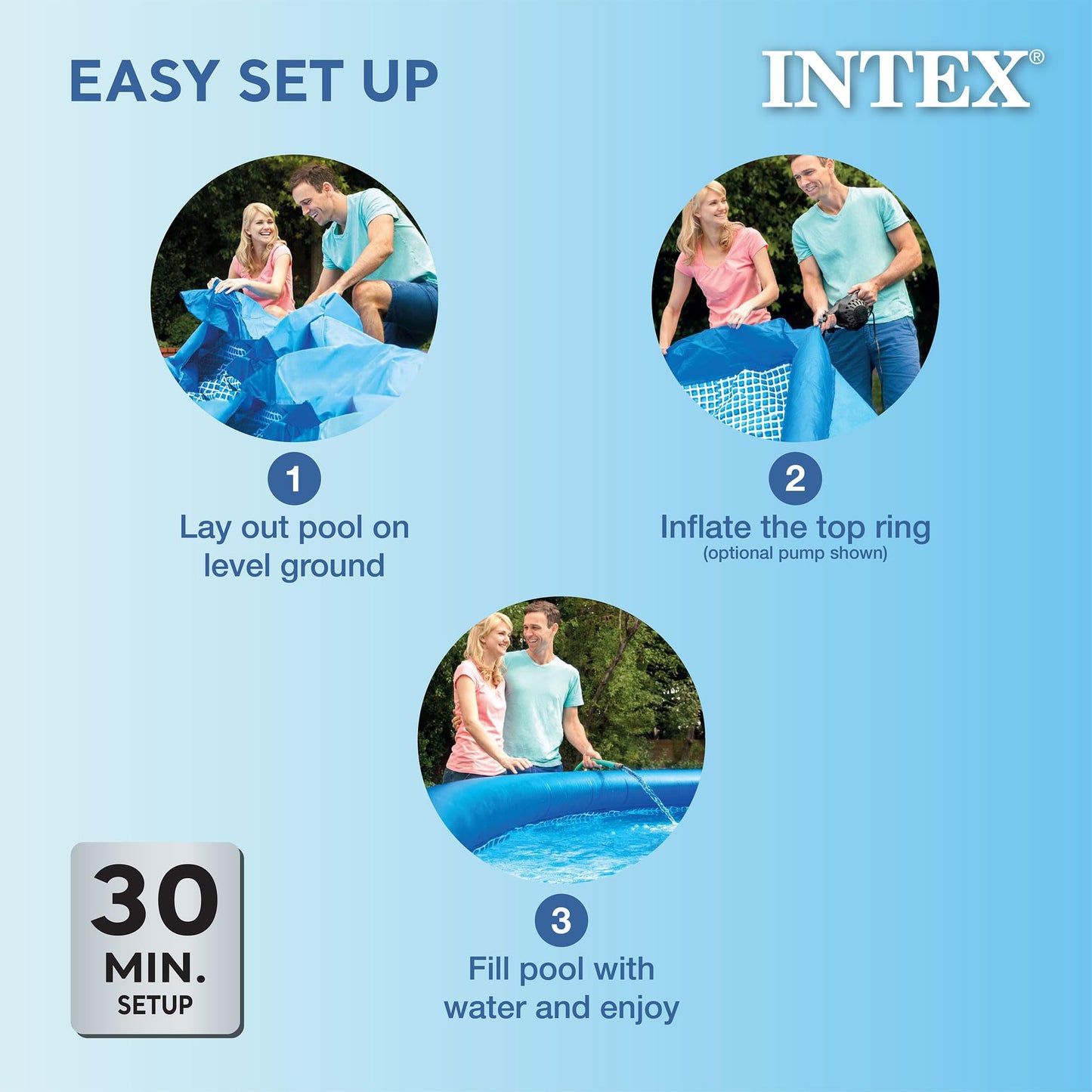 Intex Easy Set 18 Foot by 48 Inch Round Inflatable Above Ground Swimming Pool with Filter Pump, Ladder, Pool Cover, and 6 Pack Filter Cartridges, Blue