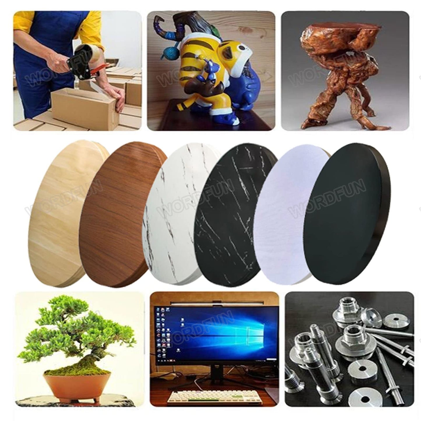 Rotating Turntable 360 Degree Rotating Wooden Platform, Flat Monitor Platform, Swivel TV Stand, Round Bonsai Turntables, for Large Screen TV/Monitor/Bonsai Plants