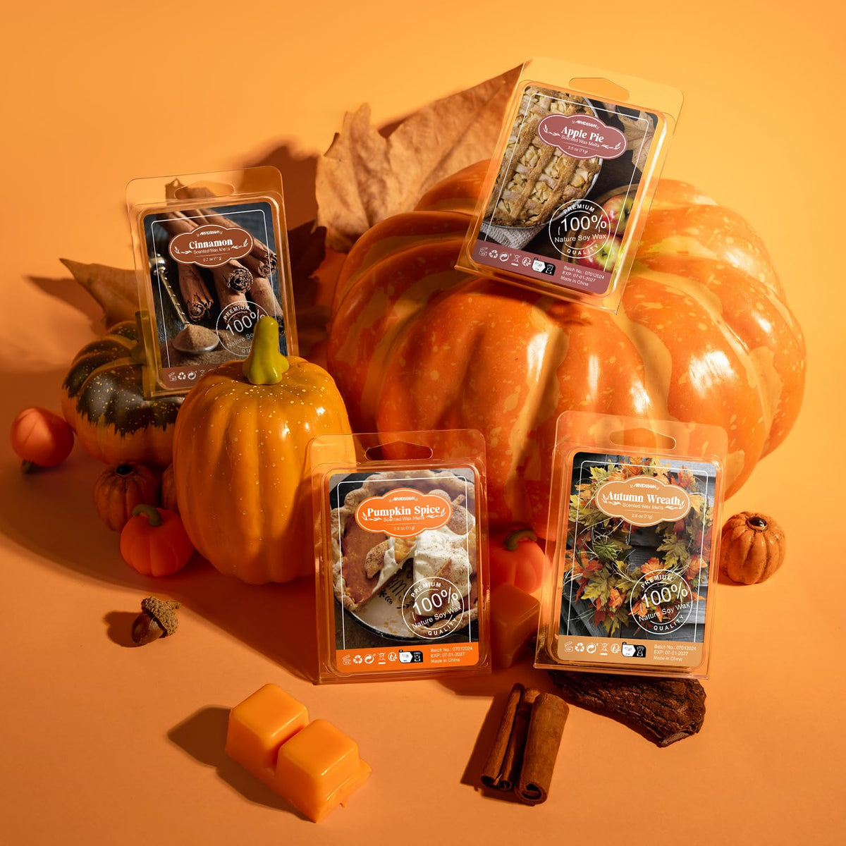 ARVIDSSON Fall Scented Wax Melts, Natural Autumn Wax Cubes for Wax Warmer