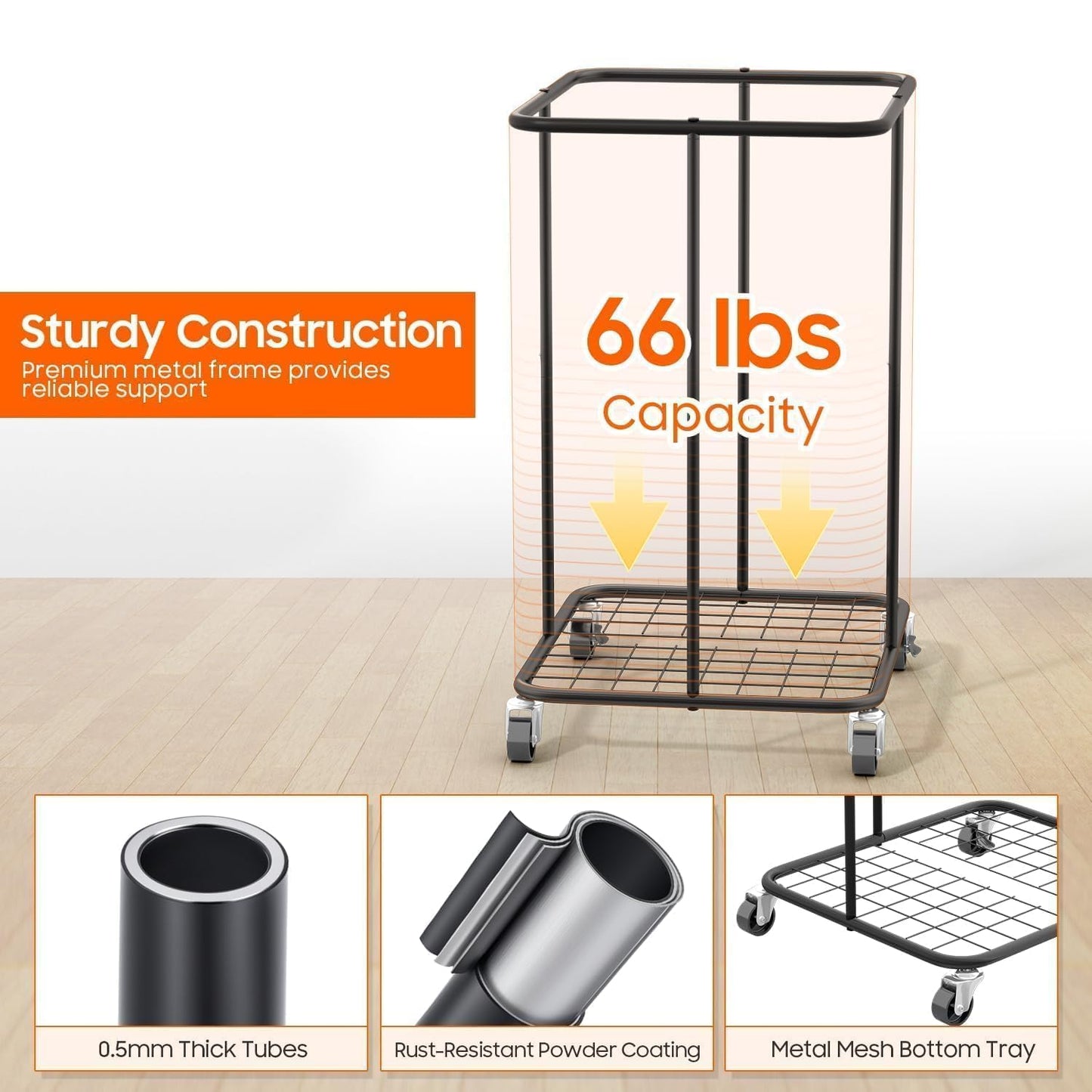 Laundry Hamper with Wheels, 150L Rolling Laundry Basket with Bag & Handles