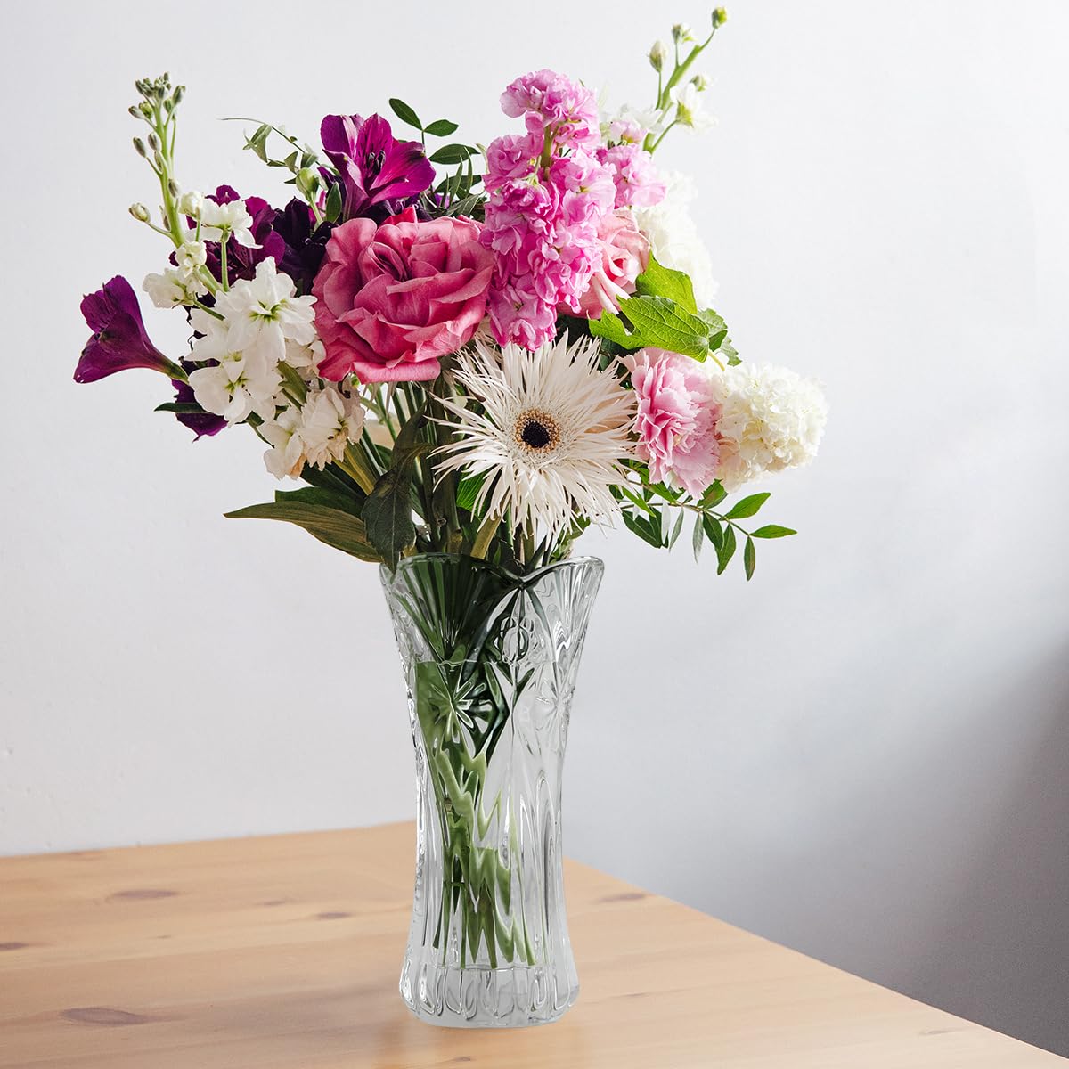 CS Crystal Vase 12-inch high, Cabbage Design, for Flowers & Decor. Lovely Nice Shiny Piece. Perfect as a Gift, Suitable for All Occasions