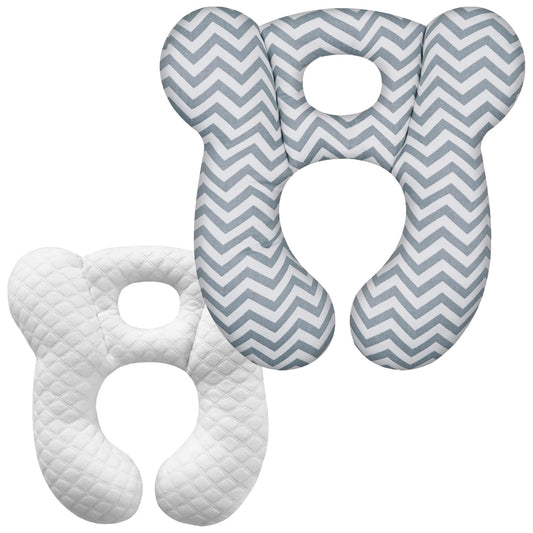 ZHOMA Baby Travel Pillow, Upgrade U-Shape Infant Pillow for Car Seat Pushchair and Stroller, Soft Comfortable Neck Support for Kids Newborn and Toddler - Wave Gray