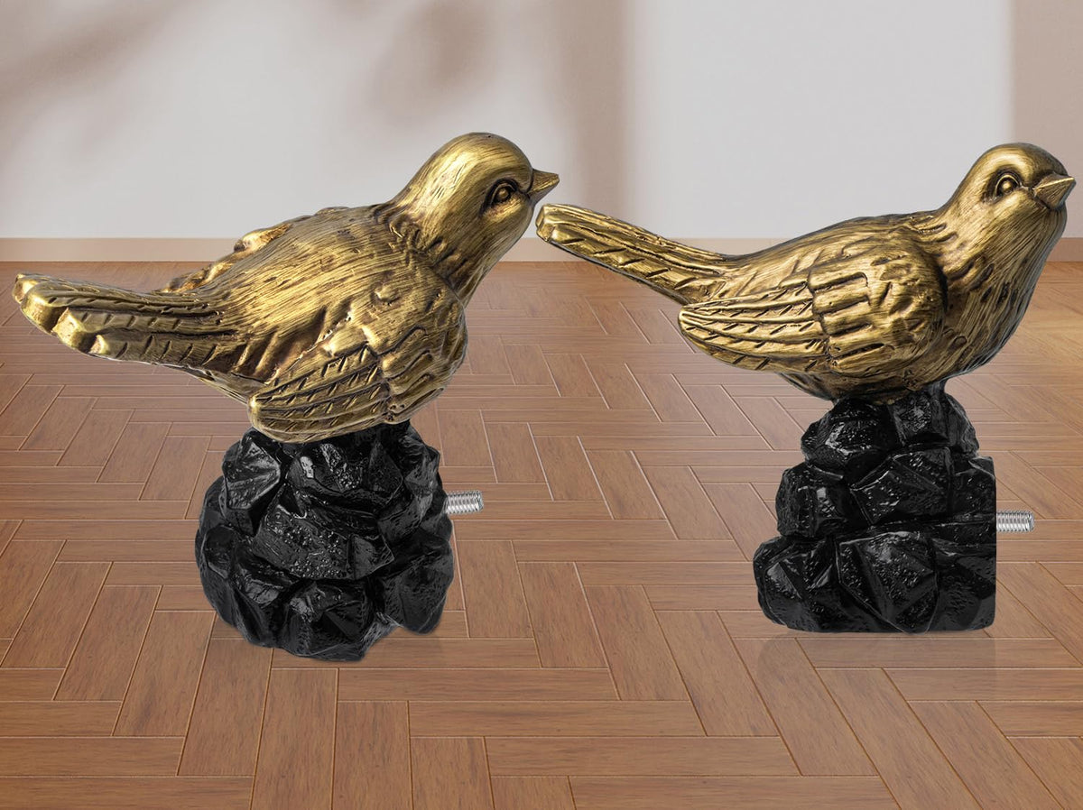 KVEEO 1 or 7/8 Inch Bird-Shaped Decorative Finials for Curtain Rods,Curtain Rod Ends Metal Curtain Rod Finials Ends Easy to Install Set of 2 Rod End (Gold)