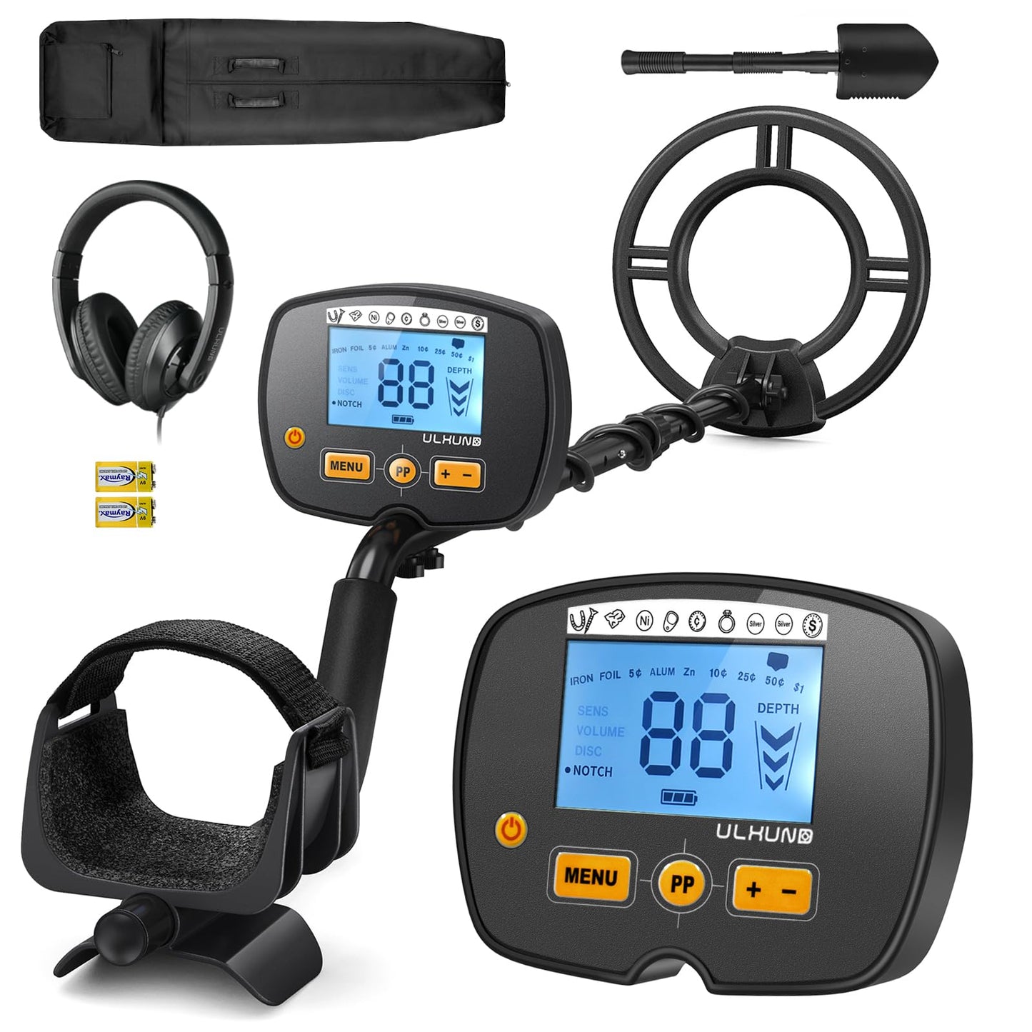 ULHUND Upgraded Metal Detector for Adults Professional - High Accuracy Gold Finder with DSP Chip & 10" IP68 Waterproof Search Coil, 12" Deep Detection and 60" Adjustable Length for Beach & Yard