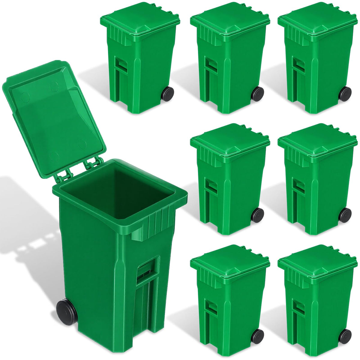 Teyva Daily 8 Pcs Green Mini Trash Cans Desk Garbage Truck Party Favor