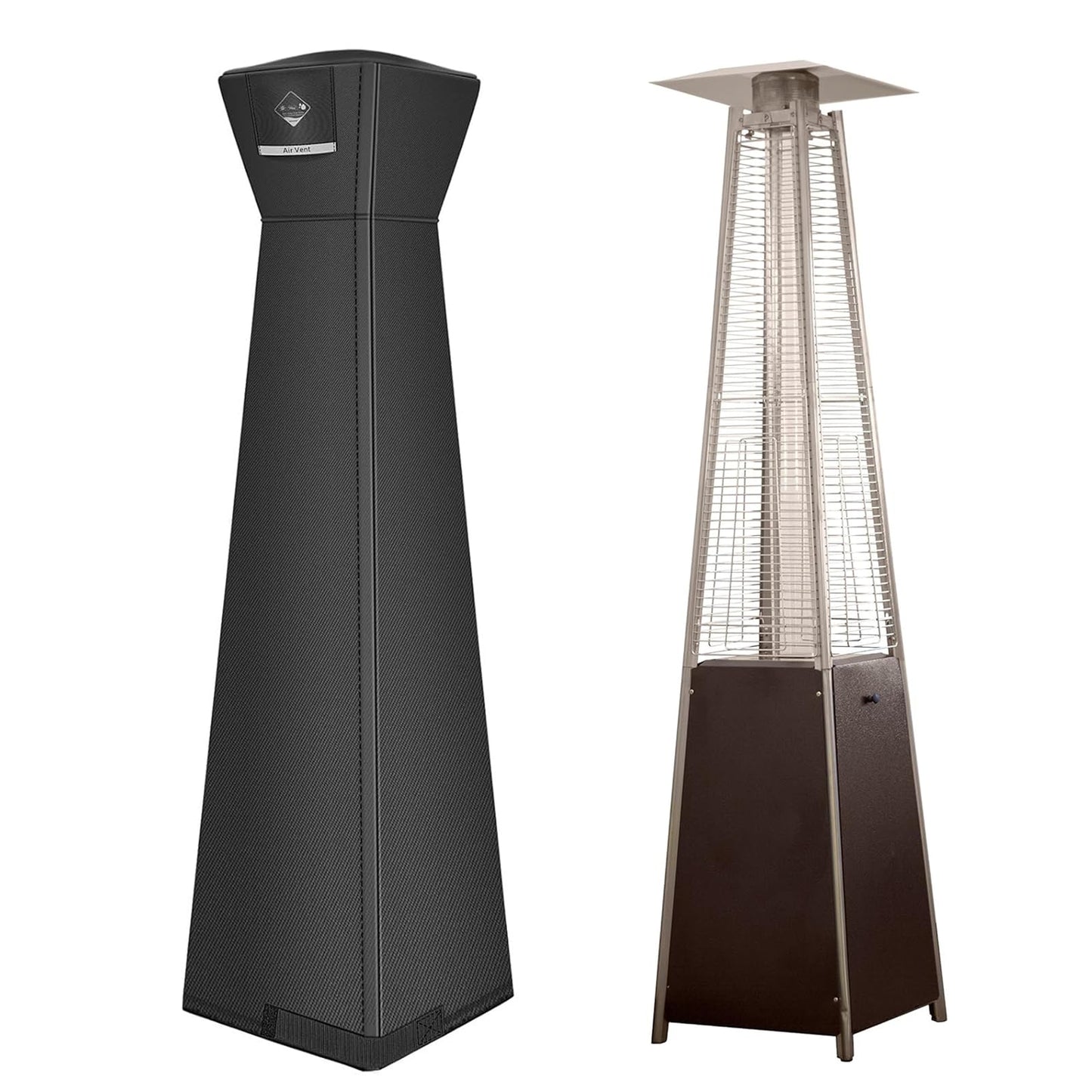 QH.HOME Pyramid Patio Heater Covers, [2026 Upgraded Tear-Resistant Fabric] Waterproof with Robust Zipper,Dustproof/Wind/Sunlight/Snow-Resistant,(90"H x 23"L x 23"W ,Black)