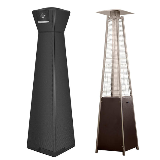 QH.HOME Pyramid Patio Heater Covers, [2026 Upgraded Tear-Resistant Fabric] Waterproof with Robust Zipper,Dustproof/Wind/Sunlight/Snow-Resistant,(90"H x 23"L x 23"W ,Black)