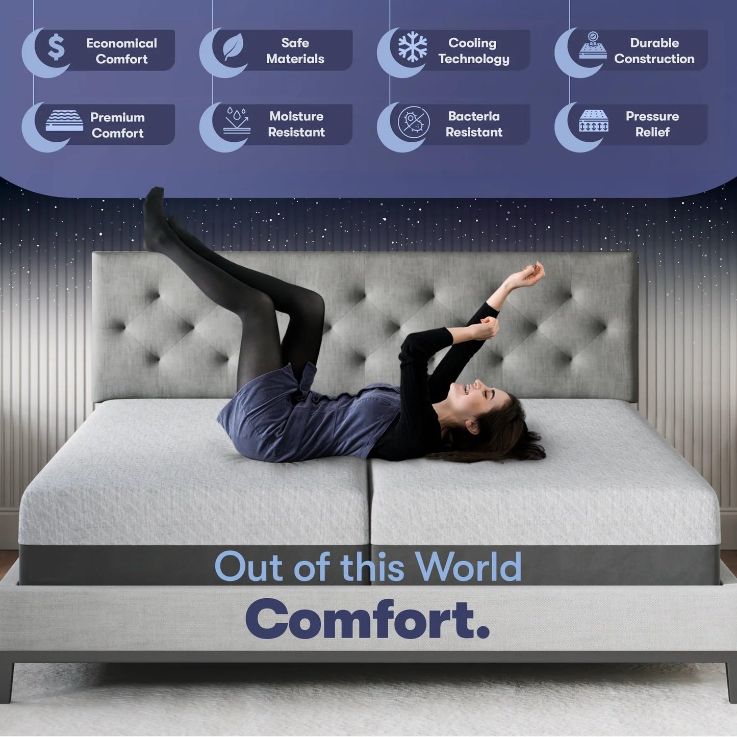 Celestial Sleep 12 Inch Split King Mattress, Made in The USA, CertiPUR-US®, Oeko-Tex®, and Fiberglass-Free™ Certified Cooling Bed, Gel Memory Foam Mattress in a Box - Soft
