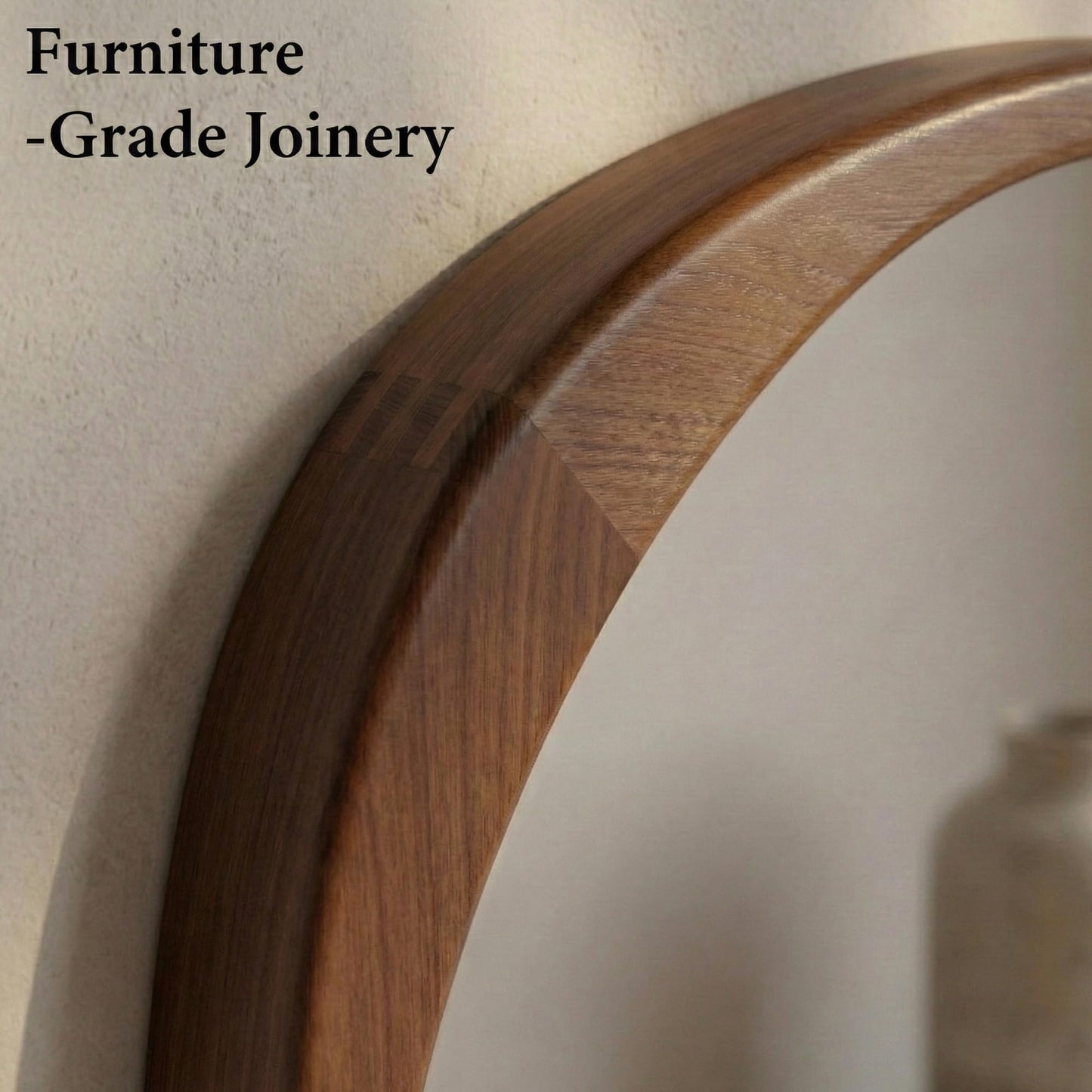 Pocetry Solid Wood 30"x20" Irregular Asymmetrical Wall Mirror, Japandi Boho Mid-Century Modern Decorative Accent Mirror, Small Organic Shaped Wooden Wall-Mounted Mirror, Dark Walnut