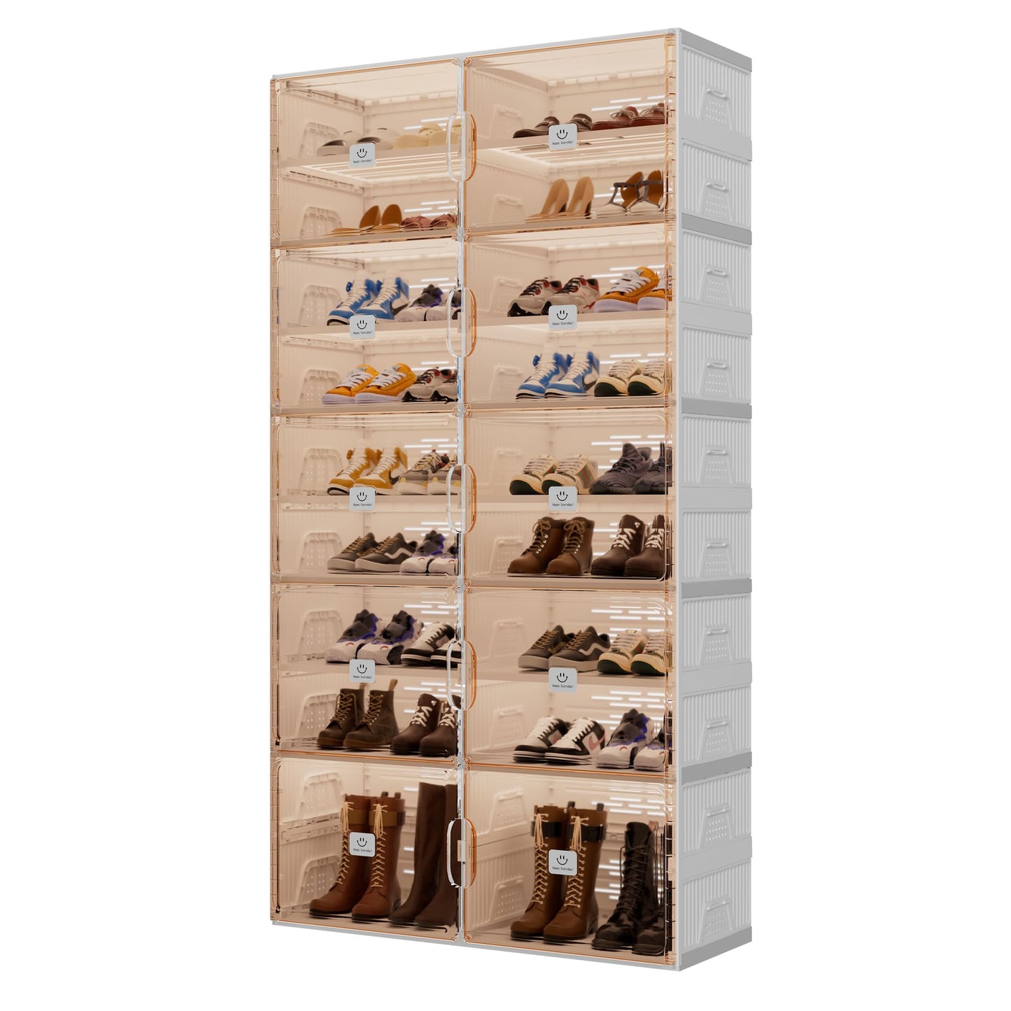SPIEEK Foldable Shoe Rack Organizer for Entryway with Clear Magnetic Doors - Large Capacity Shoe Cabinet for Boots, Sneakers & All Shoes, Easy Assembly, White 9-Tier 36 Pairs