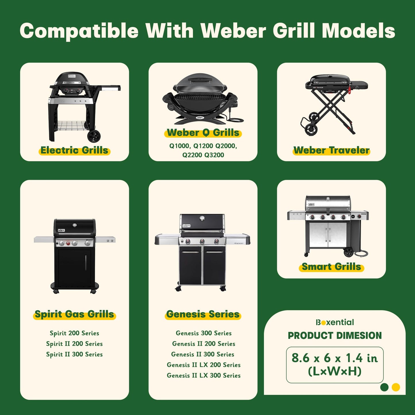 Boxential 25 Pack 8.6" x 6" Grill Drip Pans Compatible with Weber Q, Spirit & Genesis Series – Aluminum Grease Tray Liners for Weber Grill Drip Tray, Grease Catcher Replacement, Disposable Foil Pans