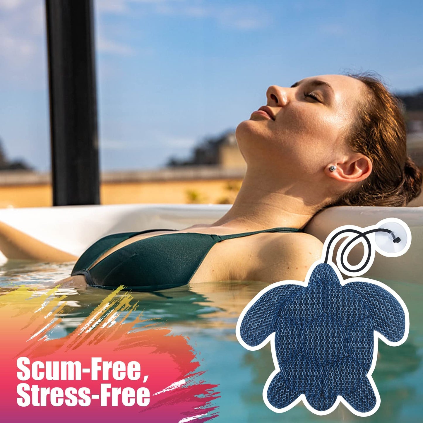 Hot Tub Scum Absorber - Scum Turtle, Must Have Hot Tub Accessories for Adults Hot Tub Cleaner Hot Tub Sponges to Soak up Oils, ANSLCA Hot Tub Scum Sponge - Keeps Your Hot Tub Water Clean and Clear