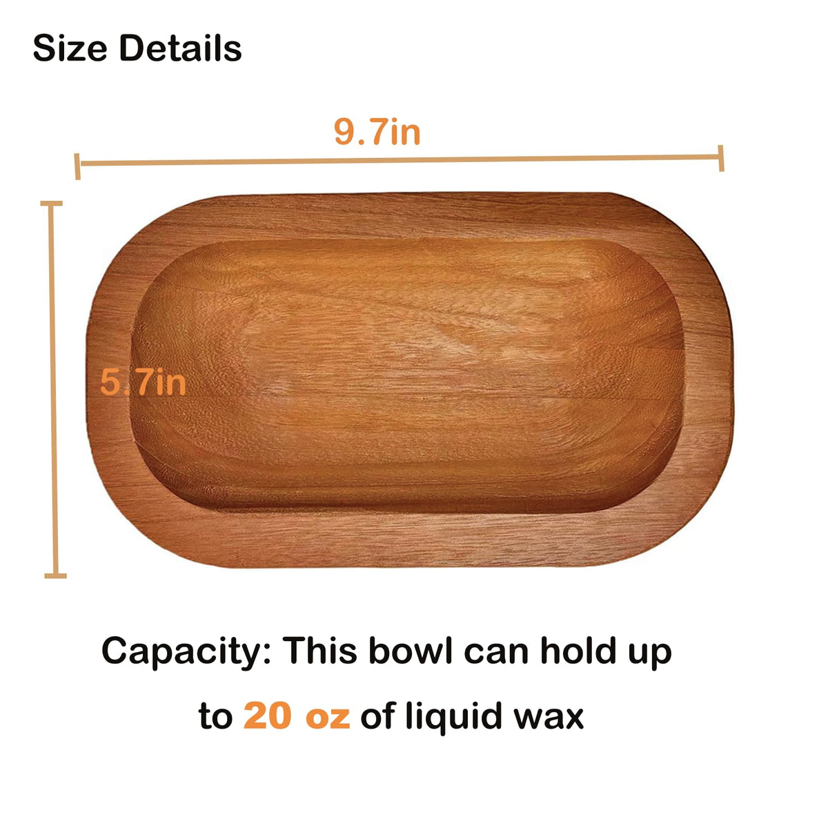 Phinicco 3 Pack 9.7in 20oz Wooden Dough Bowls for Candle Making Rustic Wooden Bowl Lightweight Candle Holder Empty Decorative Bowl (wicks included)