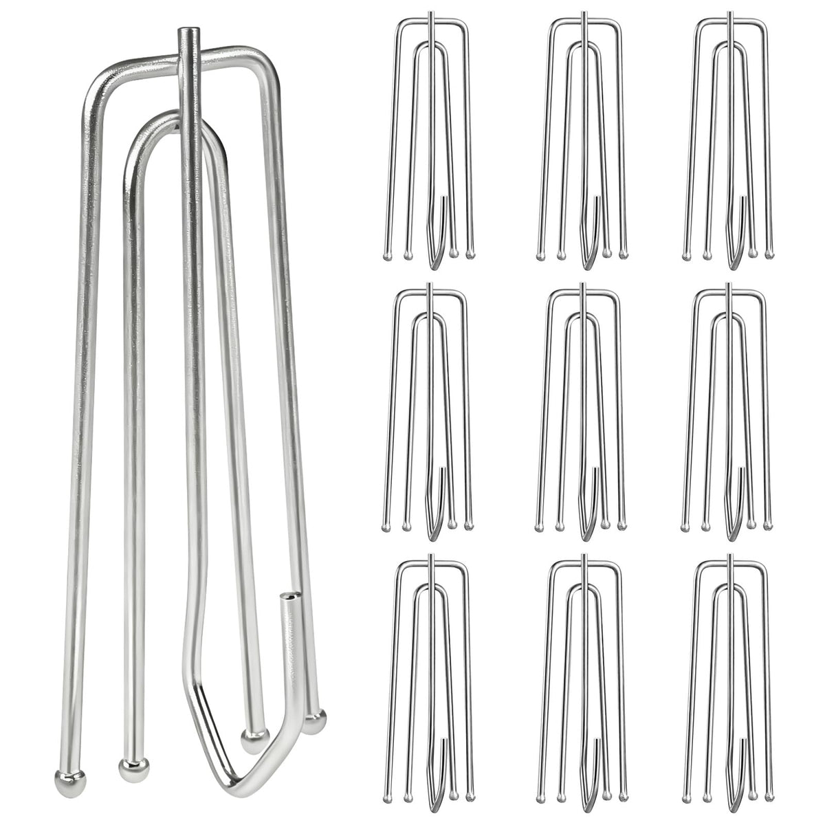 60 Pcs Stainless Steel Curtain Pleat Hook 4 Prongs Pinch Pleat Hooks Curtain Hooks for Drapes Drapery Pins Curtain Clips Traverse Pleater for Window Door Bathroom Curtain Living Room (2.91 Inch)