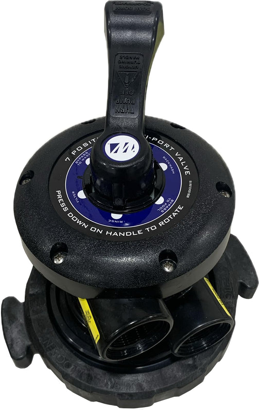 Waterway Plastics WVS003B Swimming Pool Sand Filter Multiport Valve Split Nut Style, Black
