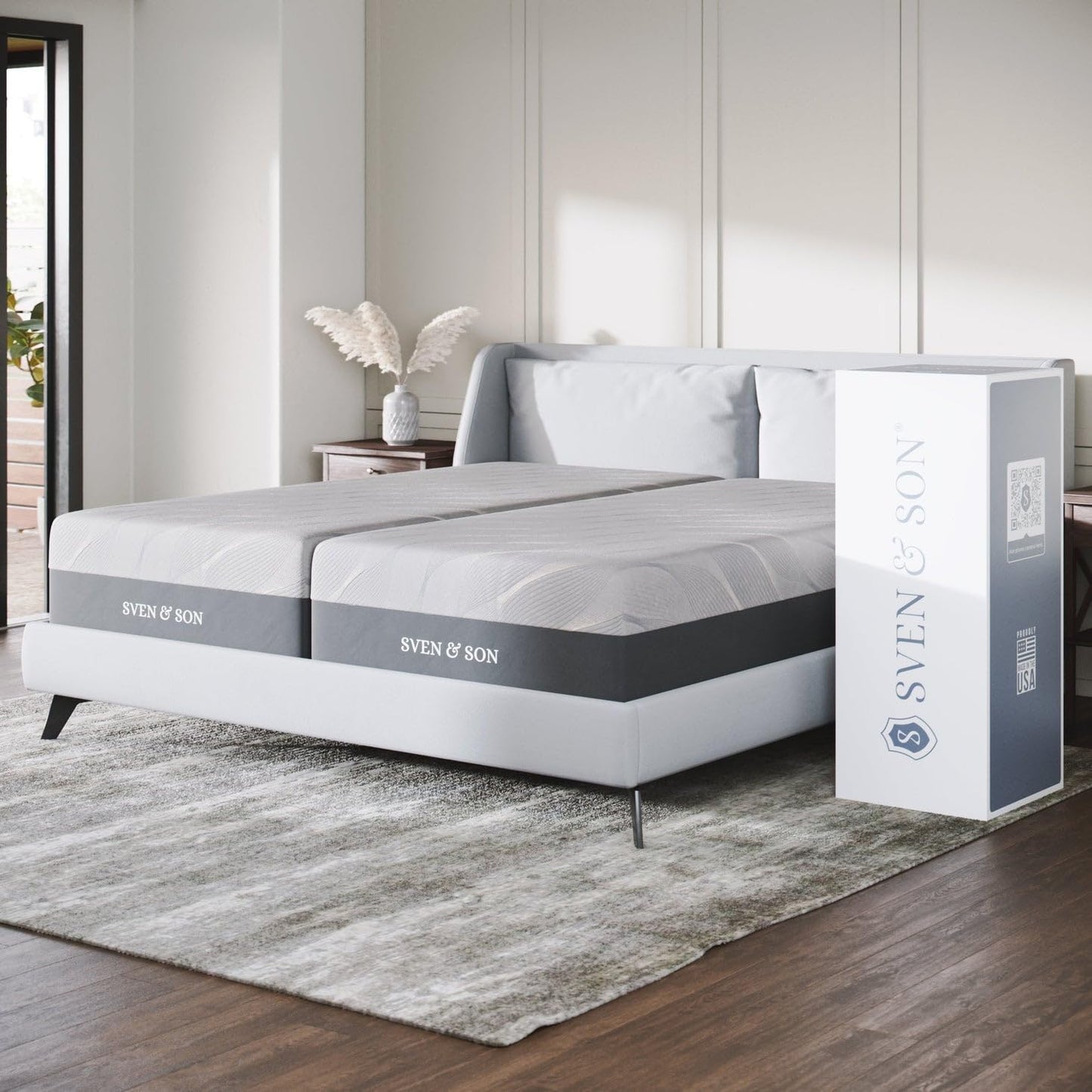 Sven & Son Hybrid Spring Mattress, CertiPUR-US Certified Foam, Fiberglass-Free, Made in the USA, 14 inch Medium Soft - Split California King