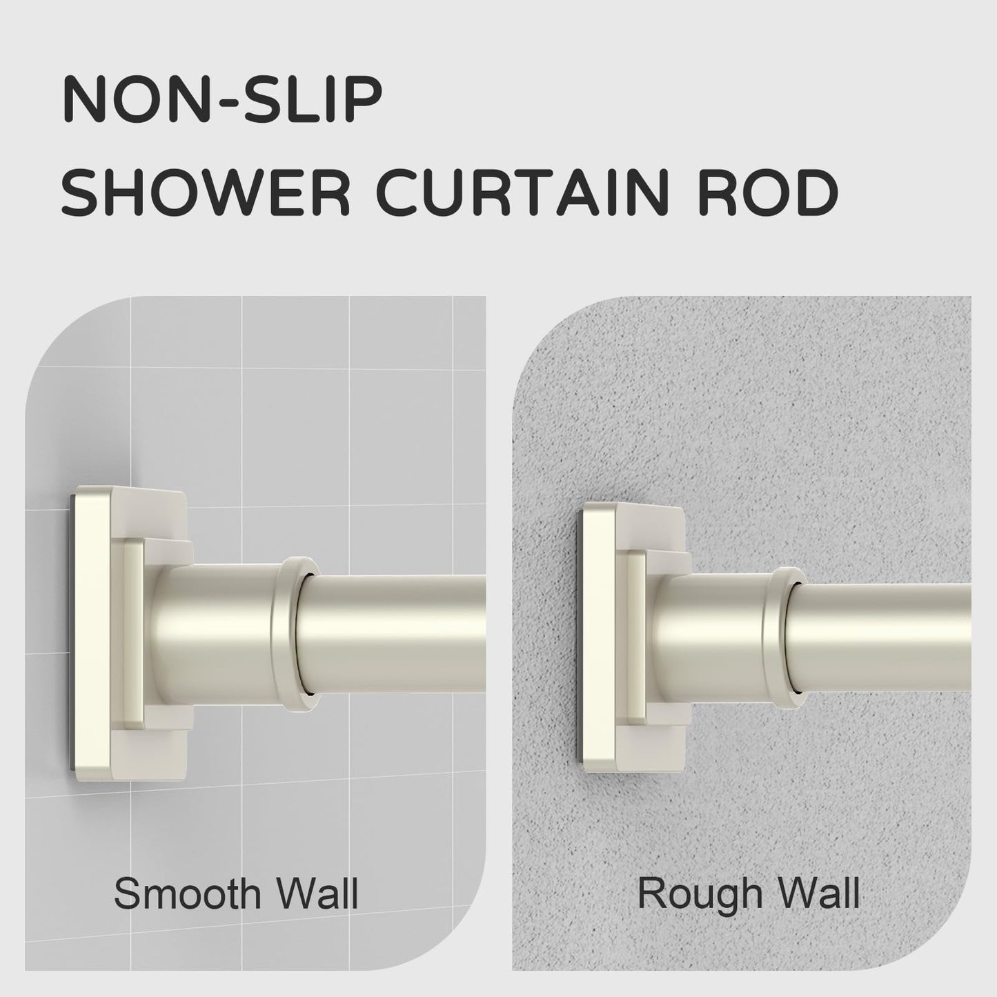 UIOSANRT Brushed Nickel Shower Curtain Rod 31-79 Inches Non-Slip Shower Rod Tension Mounted No Drill Tension Shower Curtain Rods Spring Tension Rod for Windows Bathroom