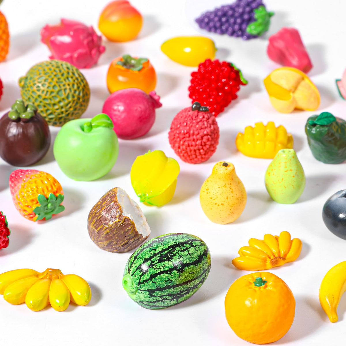 35PCS Resin Artificial Fruits Decor, Fruits Figures (Multiple styles)