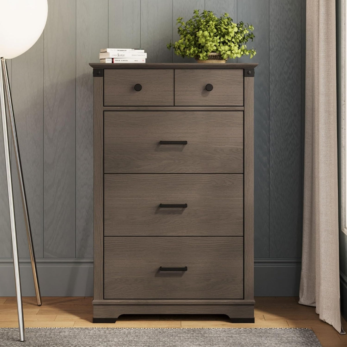 Child Craft Redmond Design 4-in-1 Convertible Baby Crib Nursery Furniture Set - Baby Bed, Dresser, Changing Table Topper and Chest Drawer for Babies, Toddlers and Kids (4 Piece - Dapper Gray)