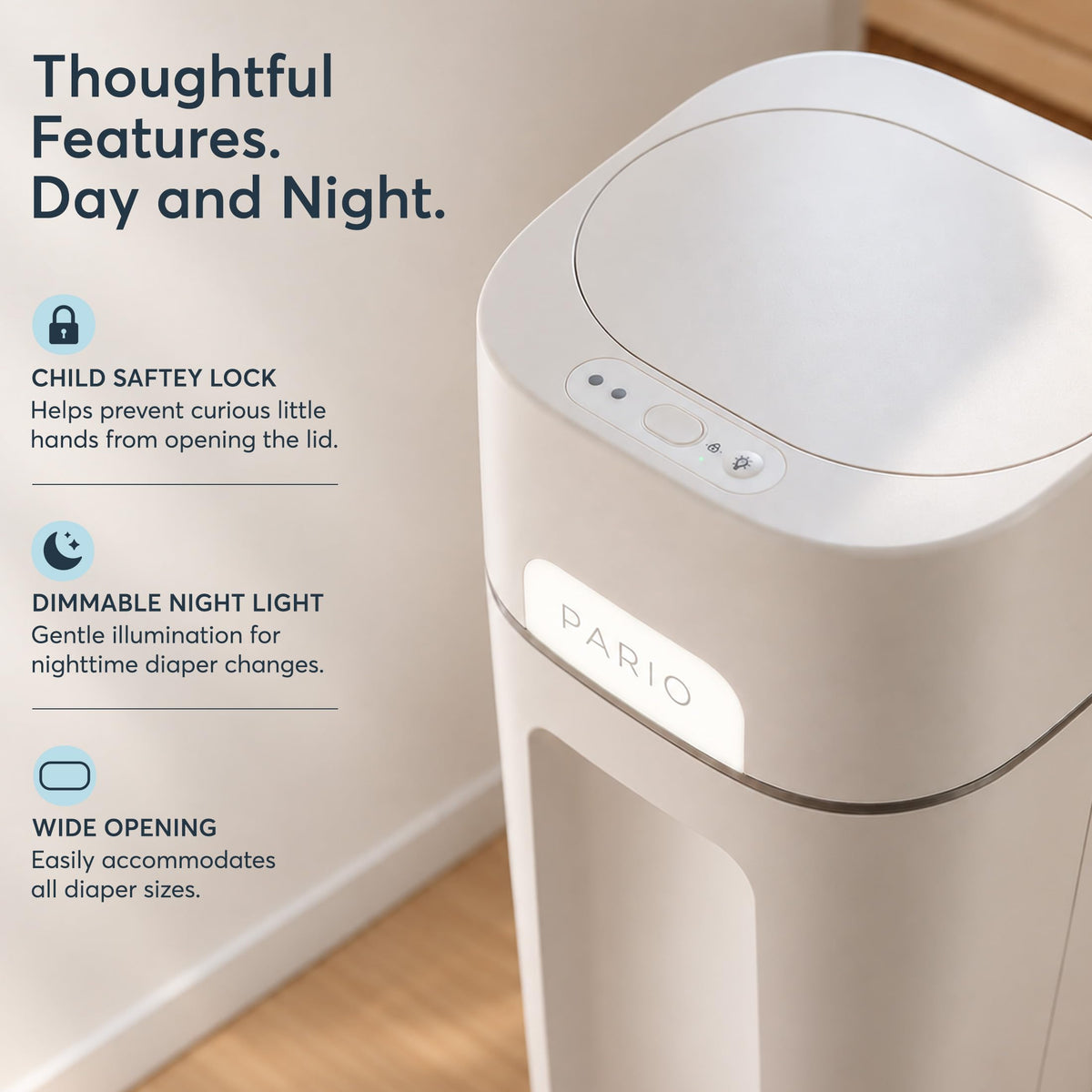 Pario DiaperSealer Automatic Diaper Pail & Refill, Newborn Baby Essentials