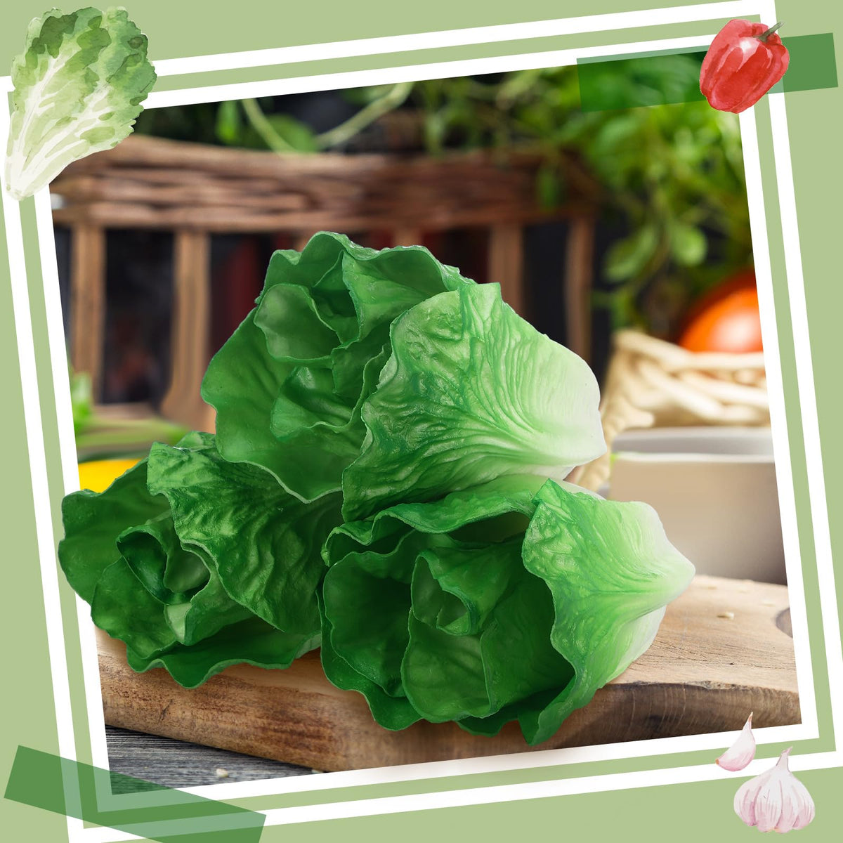 Zeyune 4 Pcs Artificial Vegetables Realistic Pu, Lettuce