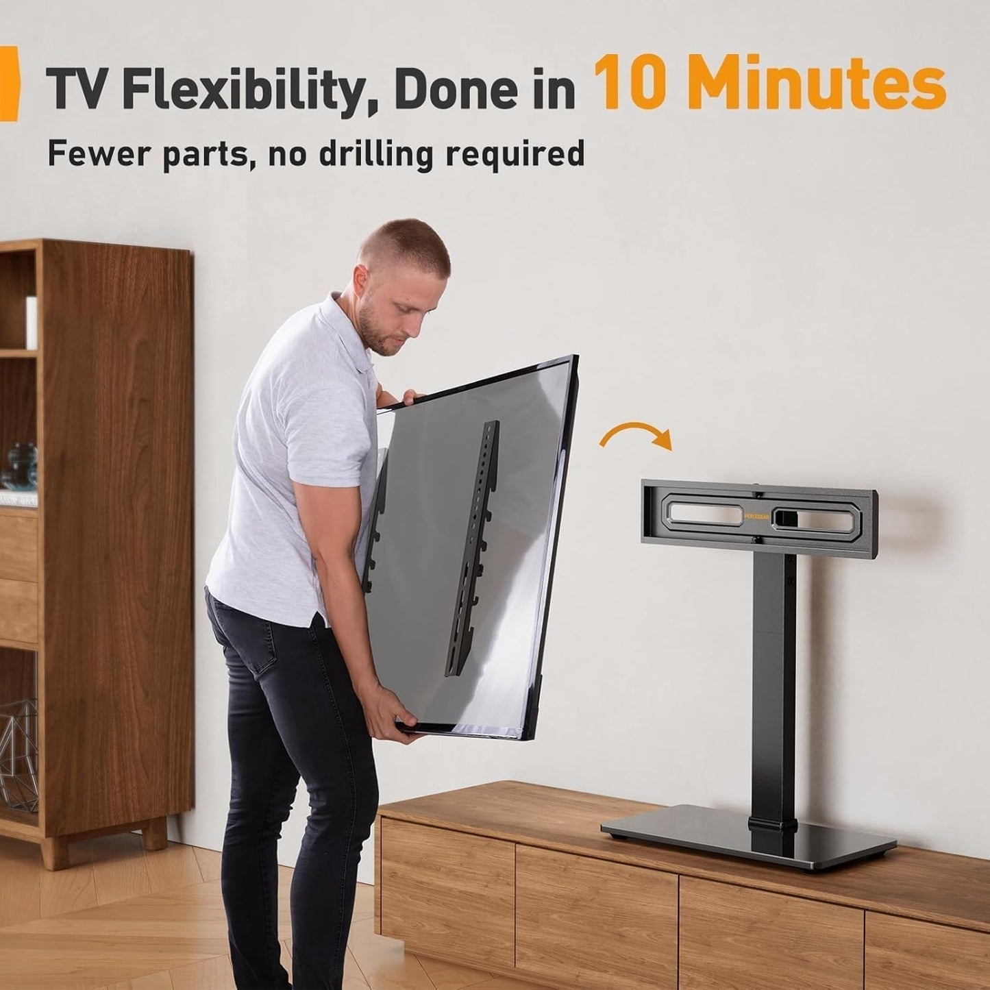 Perlegear Universal Swivel TV Stand Base for 32–70 inch TVs to 88lbs
