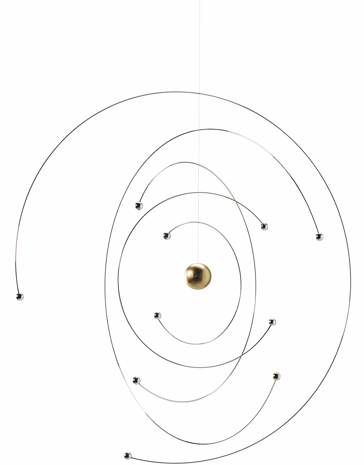 Niels Bohr Atom Model Hanging Mobile - 9 Inches - Steel - Handmade in Denmark by Flensted