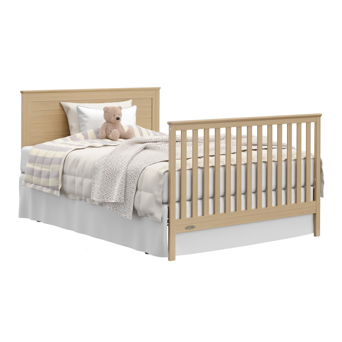 Graco Tristan 5-in-1 Convertible Crib with Drawer (Driftwood) – GREENGUARD Gold Certified, Fits Standard Crib Mattress, Premium Handle, Converts to Toddler Bed, Daybed, and Full-Size Bed