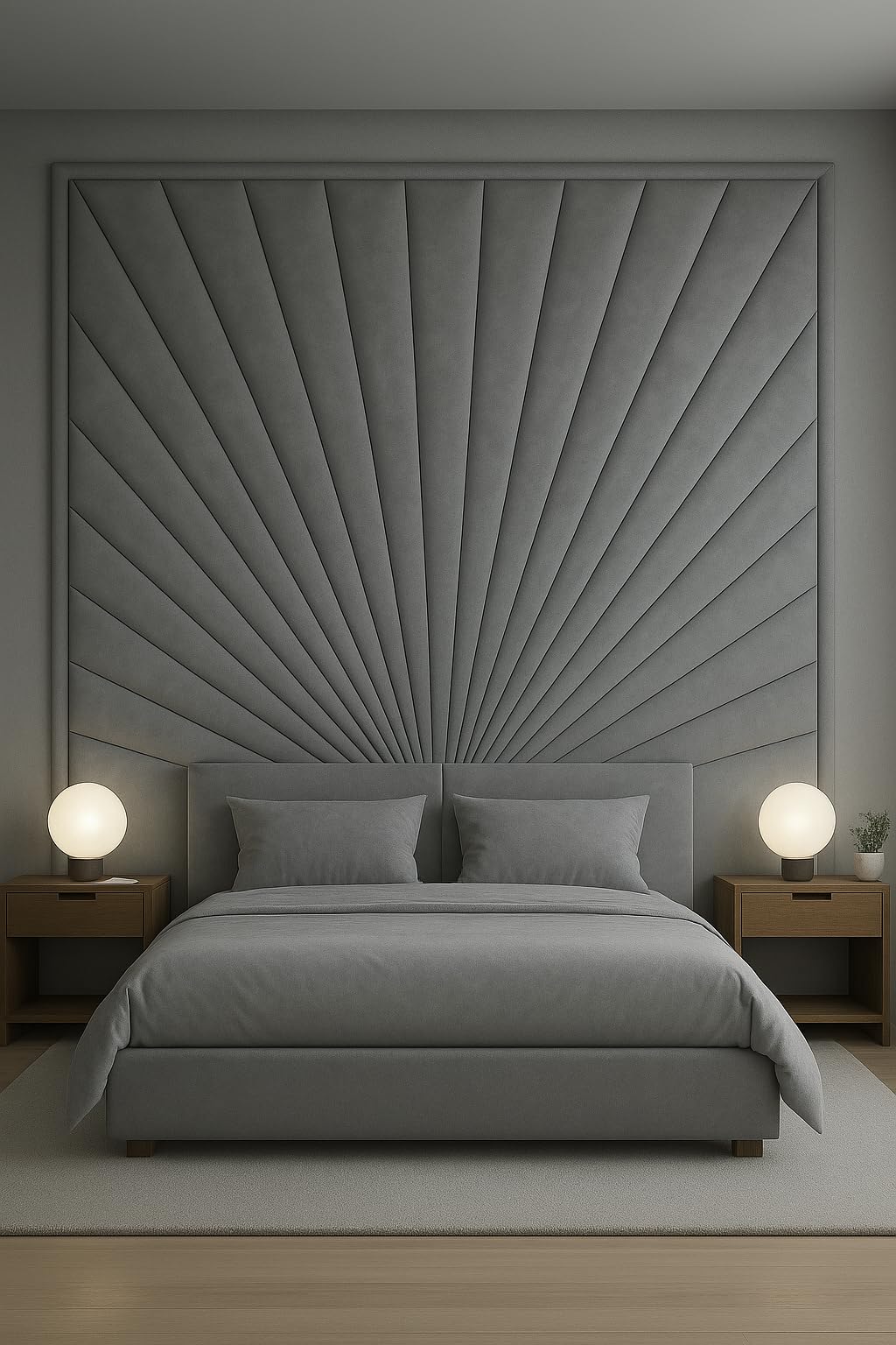 BMD Studio Wall Mounted Fabric Upholstered Headboard Panels, Sunburst Wall Panels, Made to Order (Specialty Size)