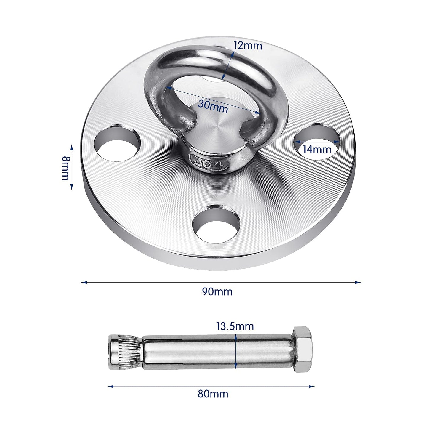 Heavy Duty Swing Hanger Hooks, Stainless Steel Swing Set Accessories 360° Swivel Wall Ceiling Mount Bracket with Screw Bearable 500kg for Yoga Hammock Chair Sandbag, Swing Sets