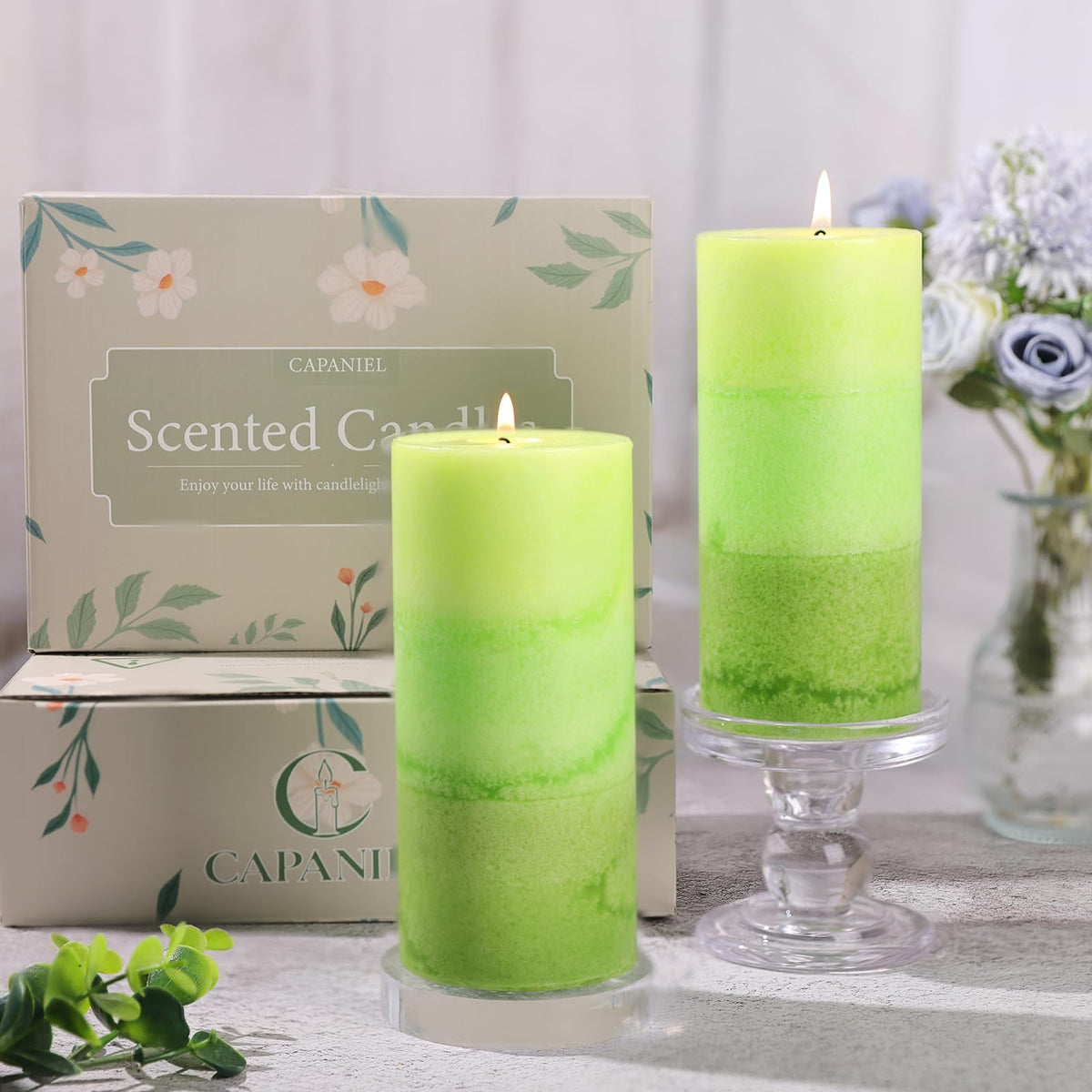 Sage & Citrus Scented Pillar Candles,2.8x6 Inch,70 Hour,3 Pack