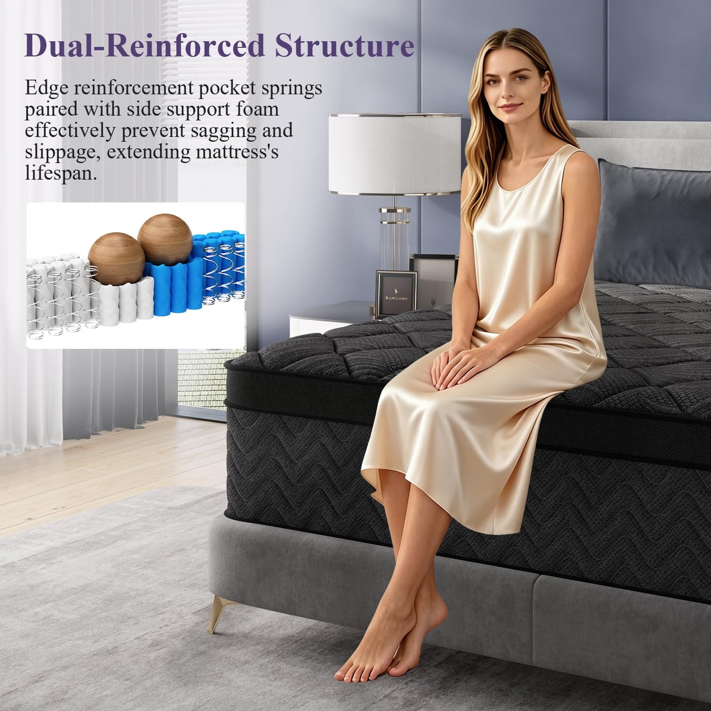 California King Size Mattress (Upgraded), 12 Inch Luxury Hybrid Cal King Mattress in a Box, Cooling Gel Memory Foam & Pocket Springs, Medium Firm, Back Pain Relief, Extra Edge Support, 365-Night Trial